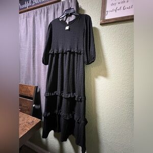 Celeste Elegant Black Tiered Dress